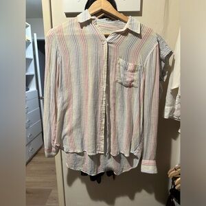 Rails soft linen blend button down